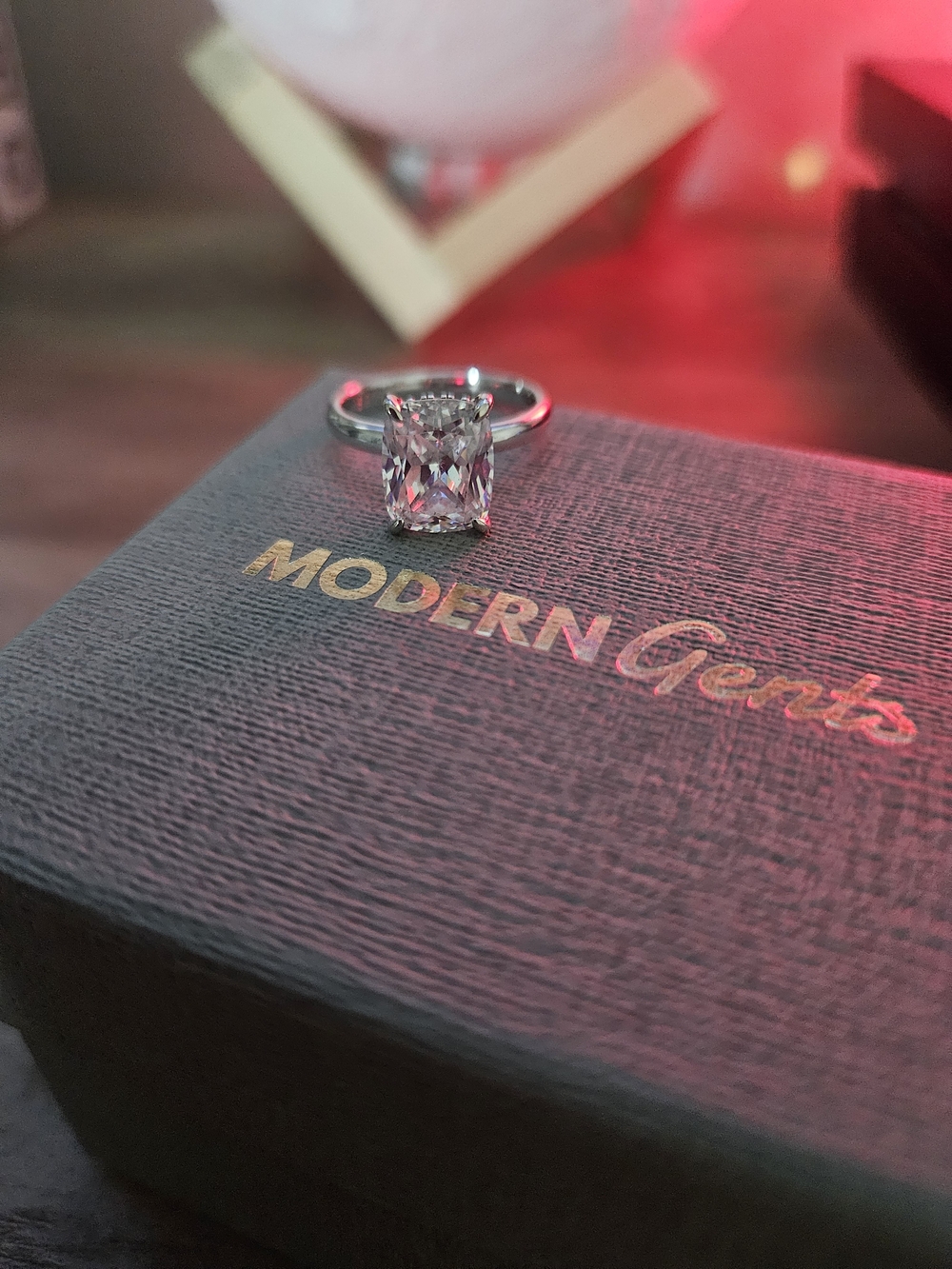 Radiant Cushion-Cut Solitaire Ring in Silver 4ct